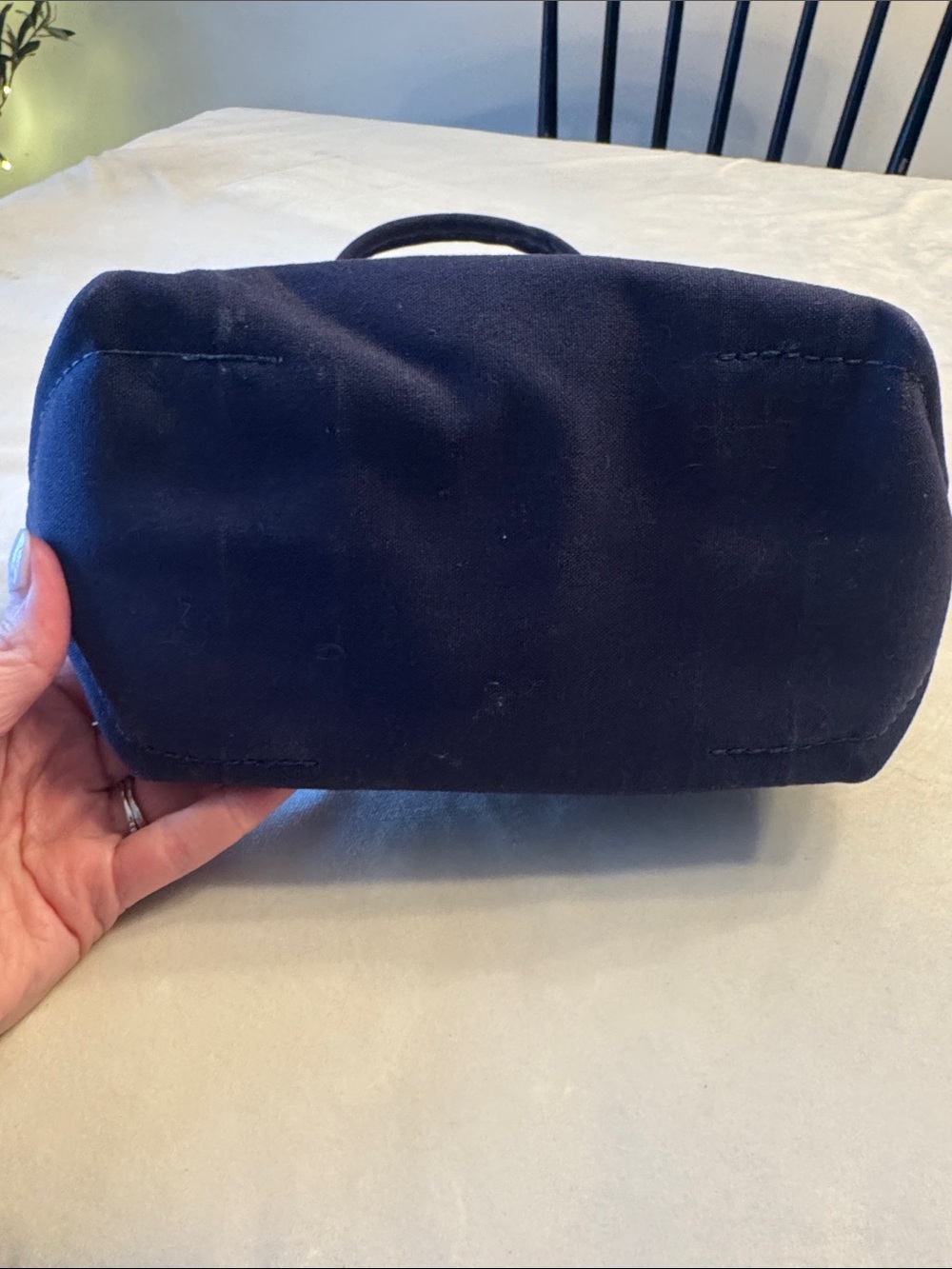 Rare! LL Bean Boat and Tote Navy Canvas Mini Tote Bag with Snowman Embroidery - Picture 8 of 12